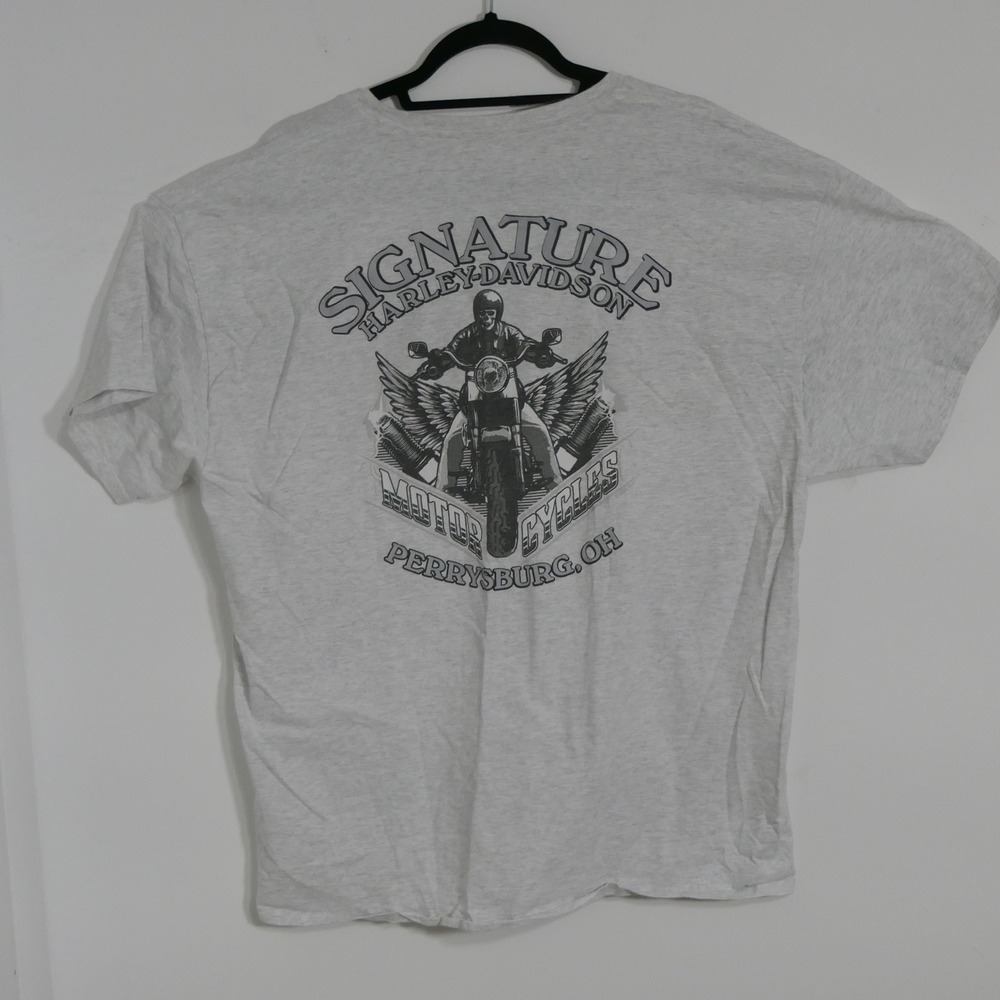 Harley-Davidson Mens T-Shirt XL Gray‎ Perrysburg Ohio Biker Moto Tee Americana